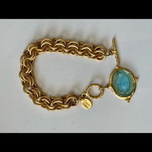 Susan Shaw Aqua ventian glass bee intaglio bracelet